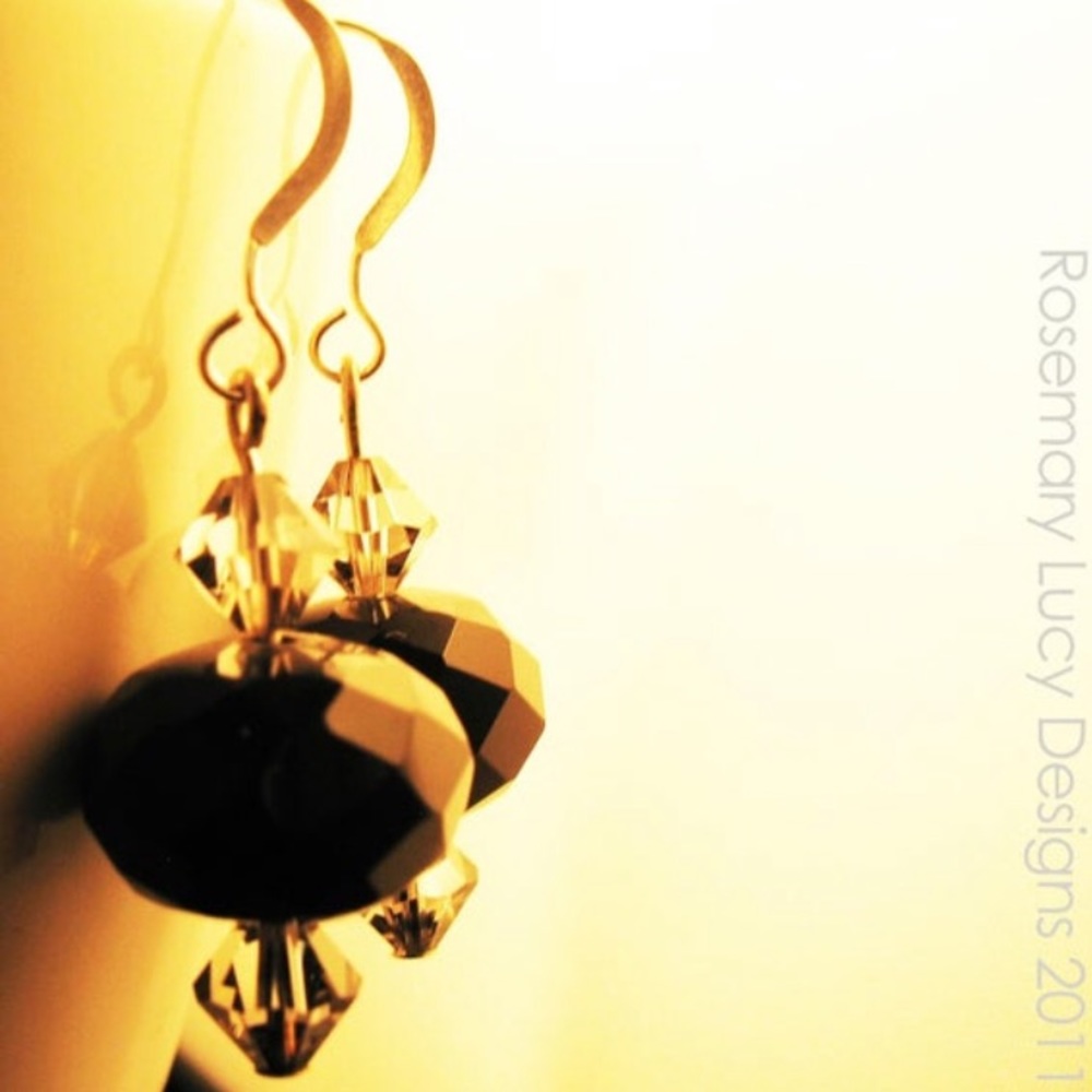 onyx Swarovski sterling earrings